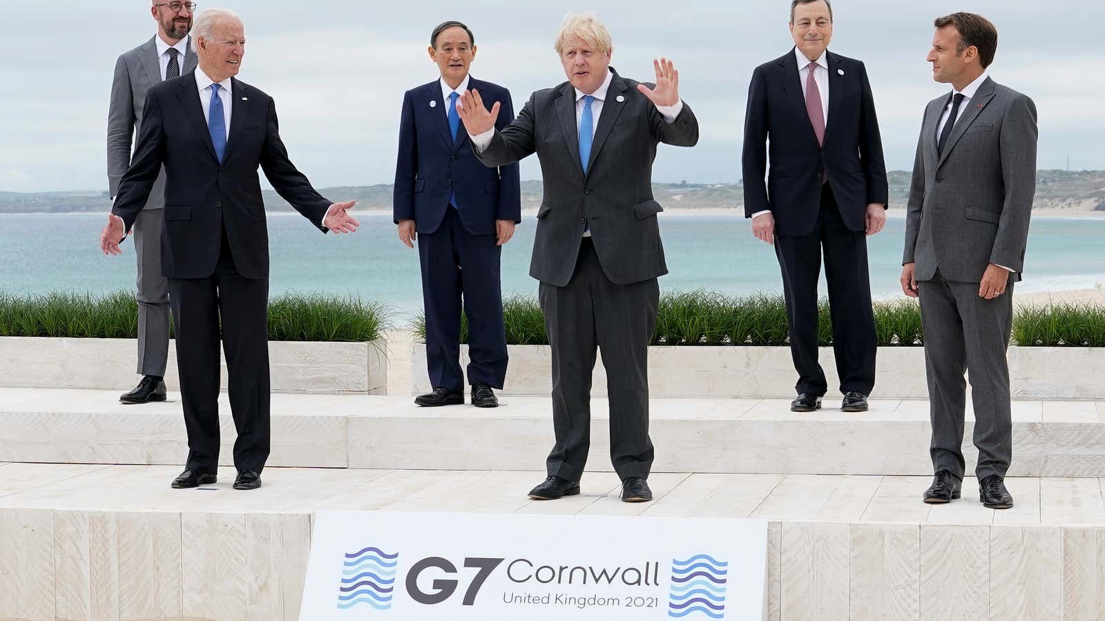 G7 leaders at a summit in Cornwall.