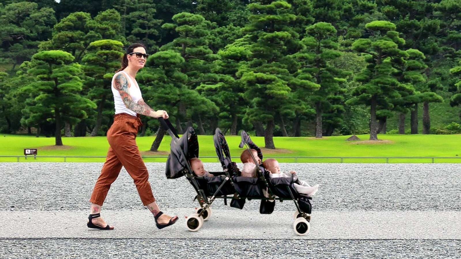 Image for ‘She’s Going To Regret All Those Once She Gets Older,’ Says Man Watching Tattooed Woman Push Stroller Of Kids