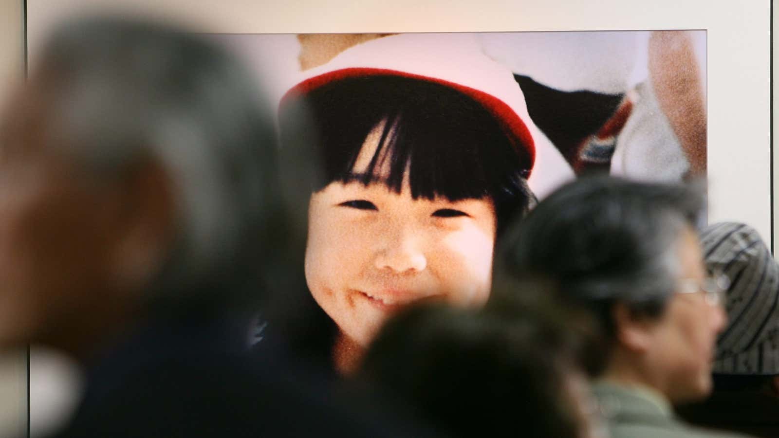 A photo of Megumi Yokota, who was abducted in 1977, at an exhibition.