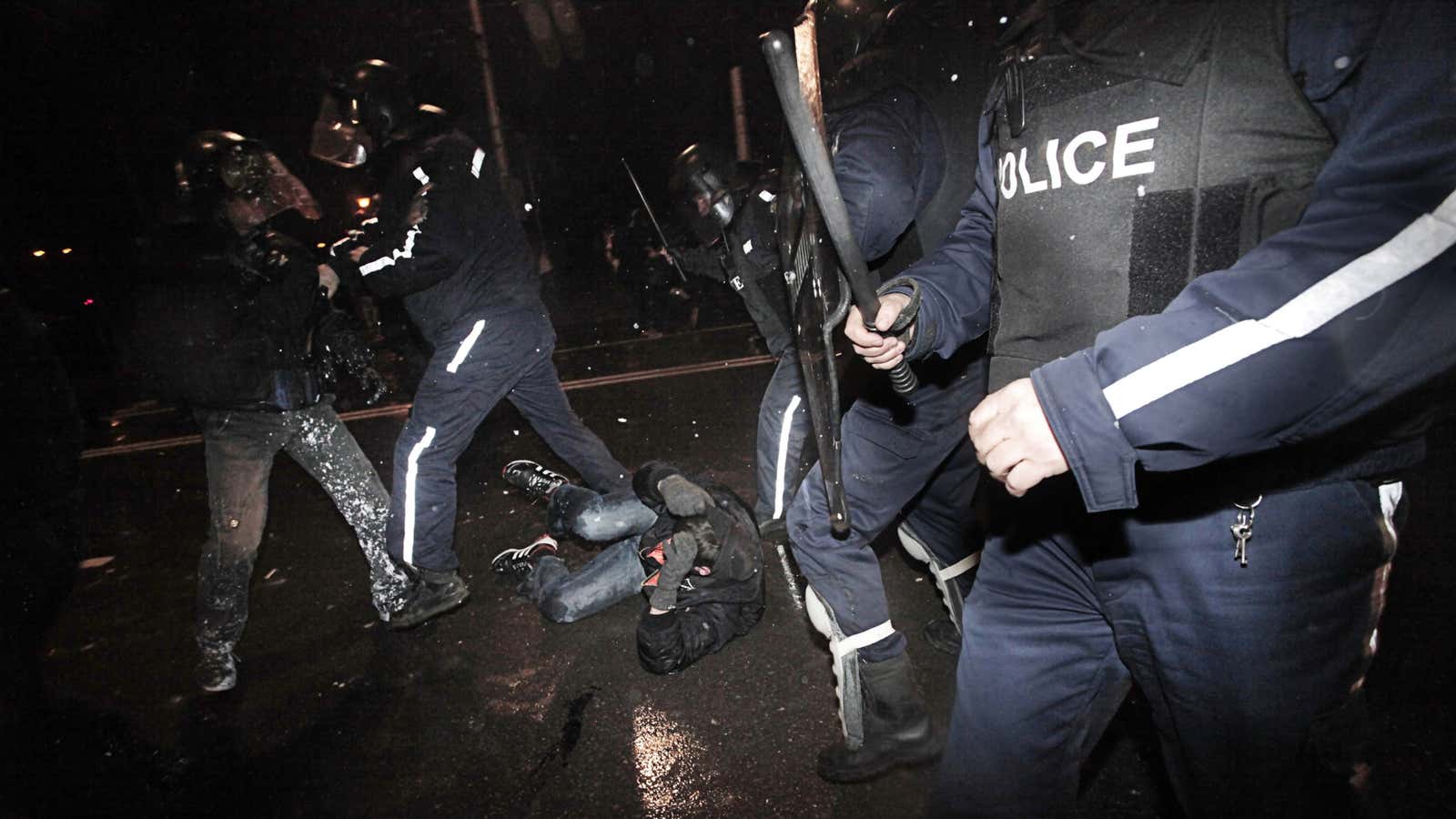 Clashes in Sofia between police and protesters took a bloody turn yesterday.