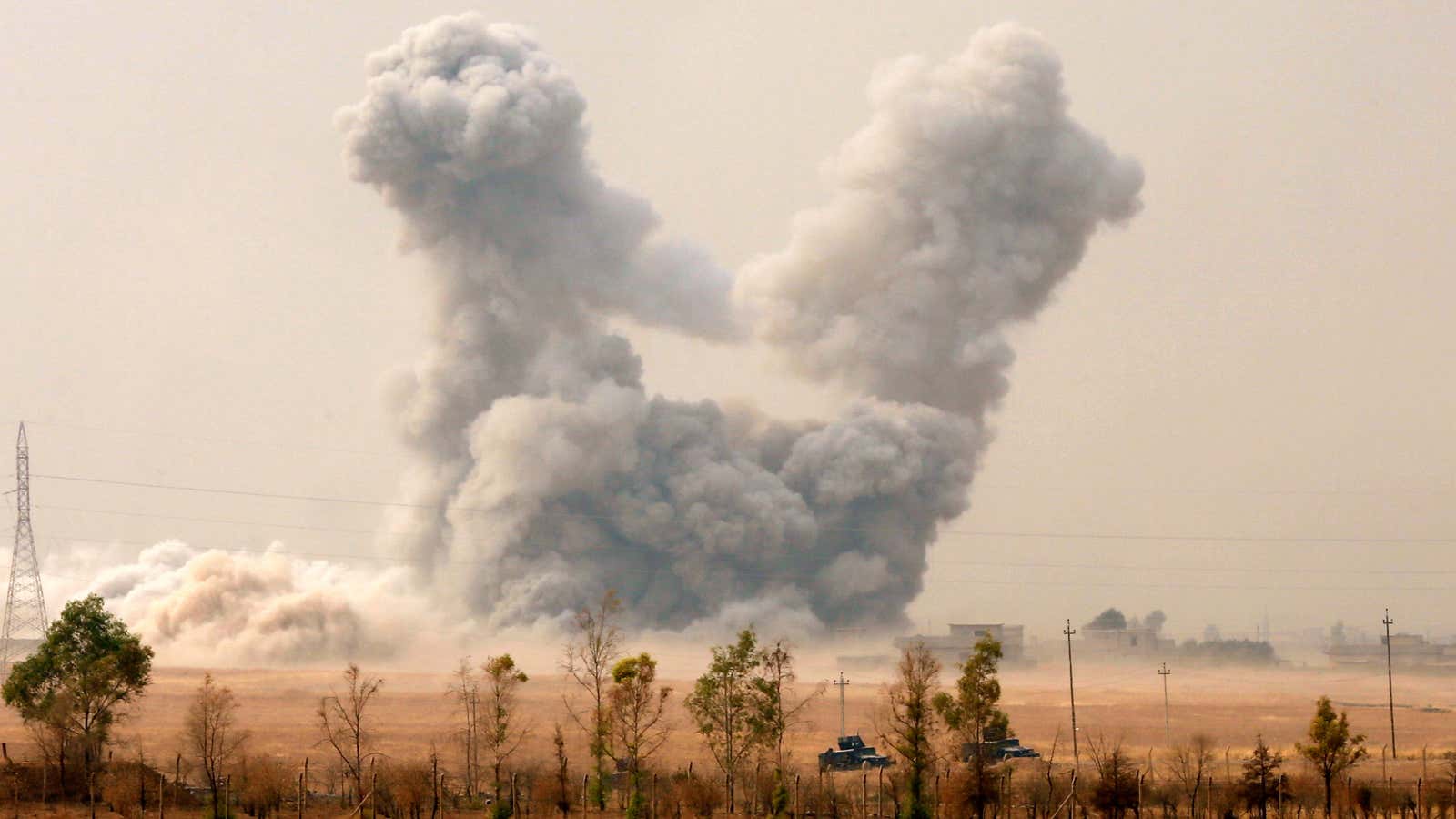 Smoke rises after an US airstrike in Iraqi.