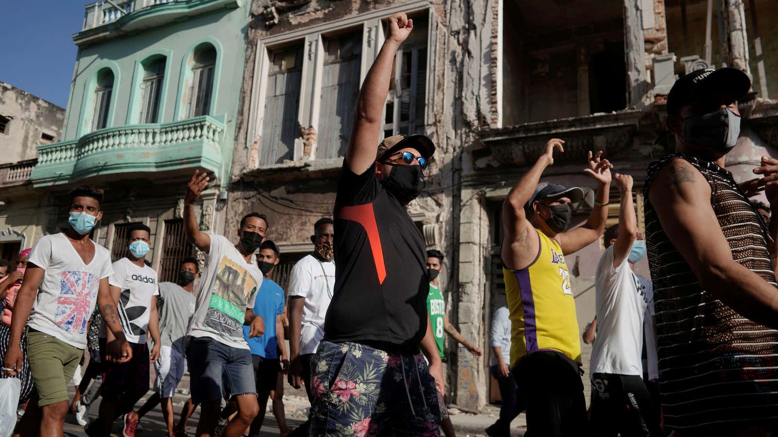 Protesters in Havana.