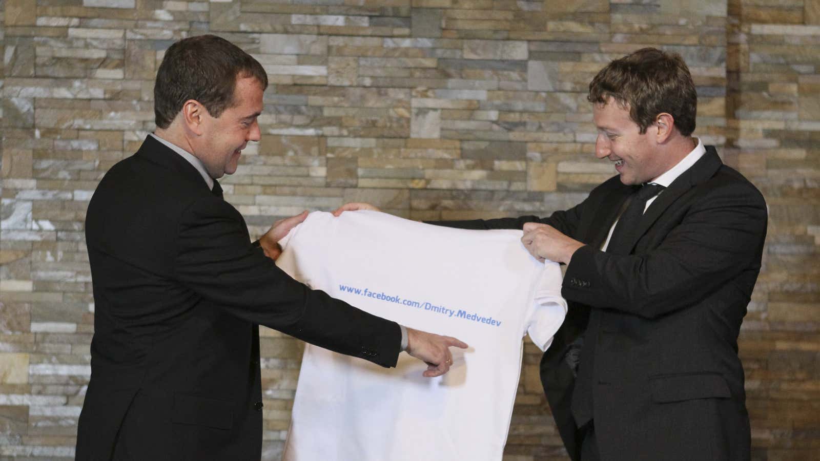 The way to Dmitry Medvedev’s heart is through an oversize t-shirt.