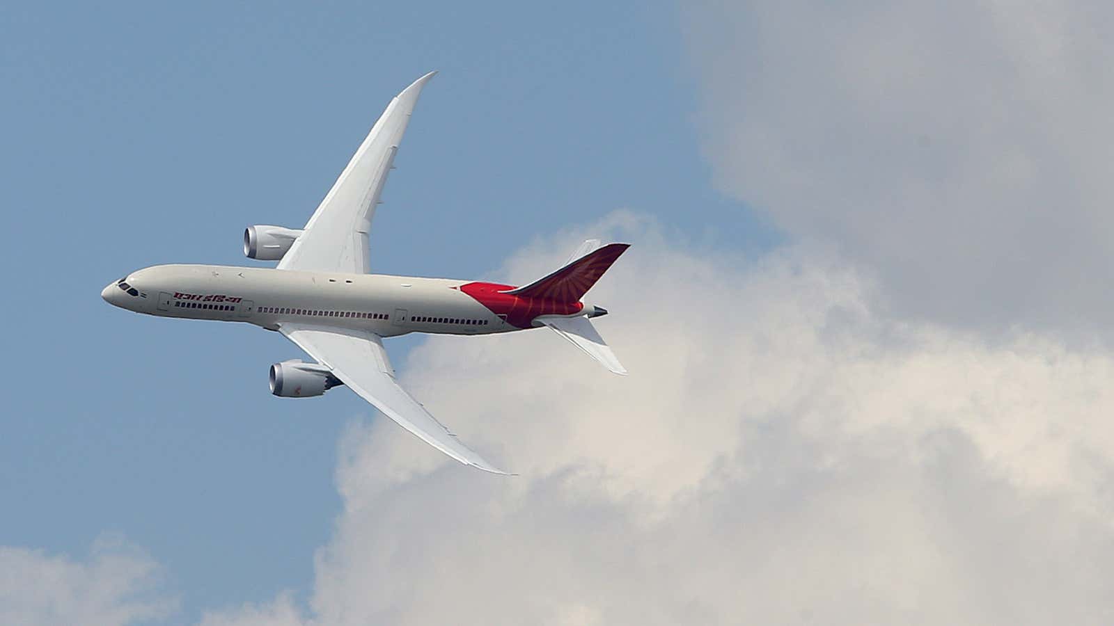 The Air India Dreamliner at the Paris Air Show in 2013.