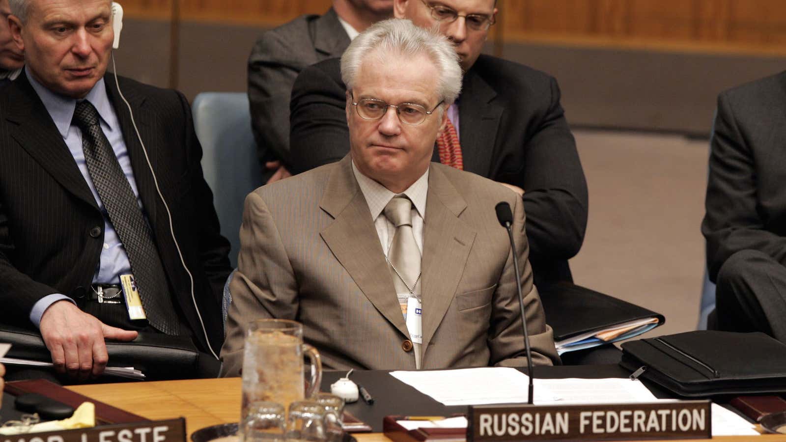 Russian ambassador to the UN Vitaly Churkin objected to the term “genocide.”