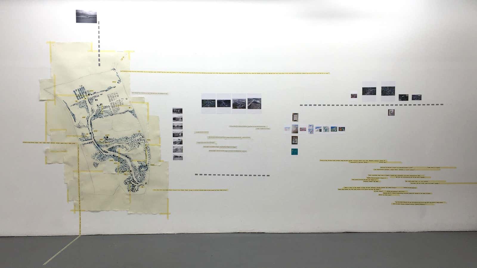 Architect Shahed Saleem’s map, on display in London.