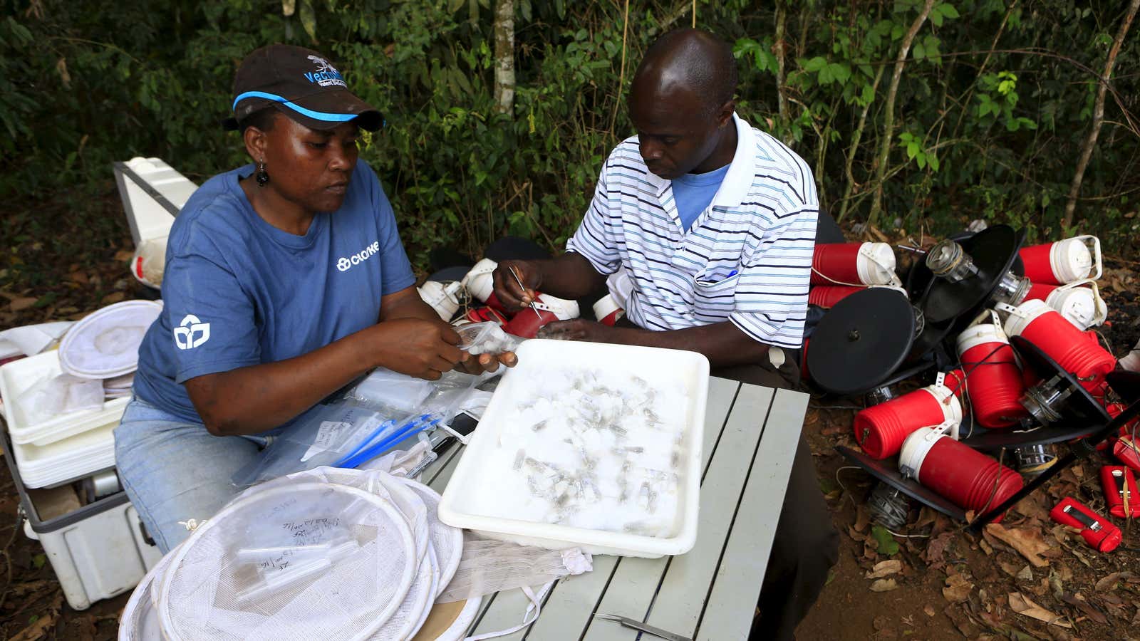 Researchers  in Uganda.