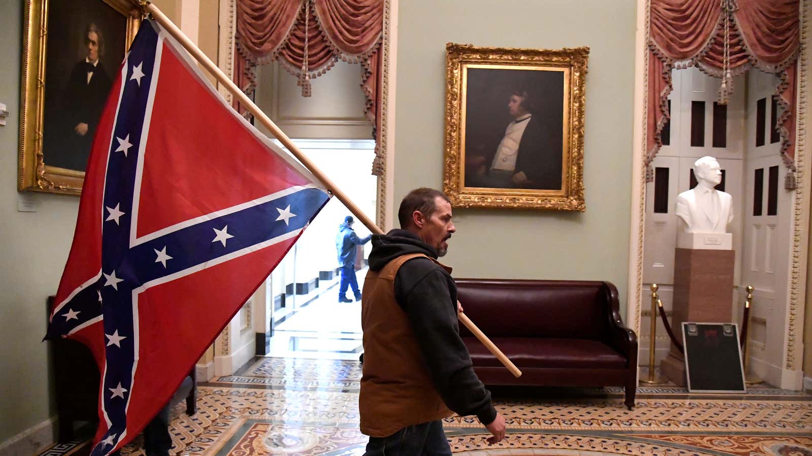 Not even during the US Civil War did the Confederate Flag breach the US Capitol.