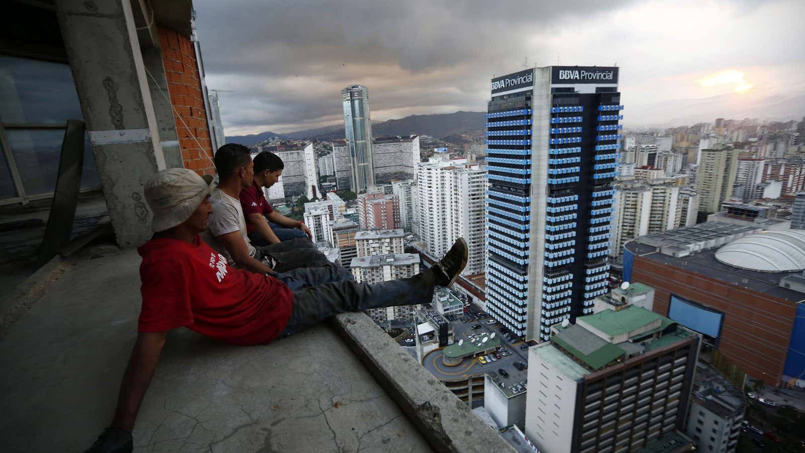 Resting after salvaging metal from the “Tower of David” in Caracas.