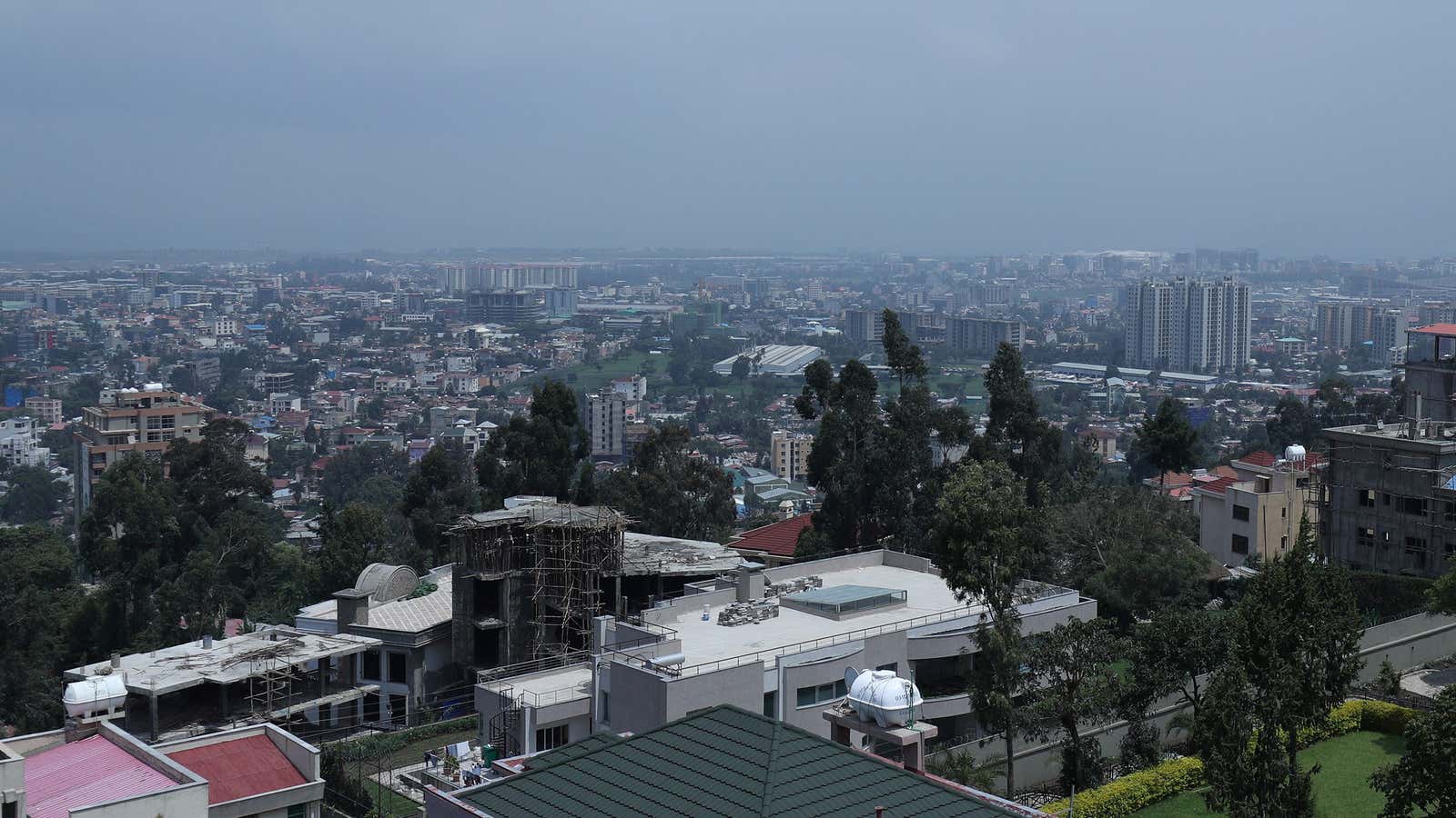 A general view shows an urban landscape of Addis Ababa