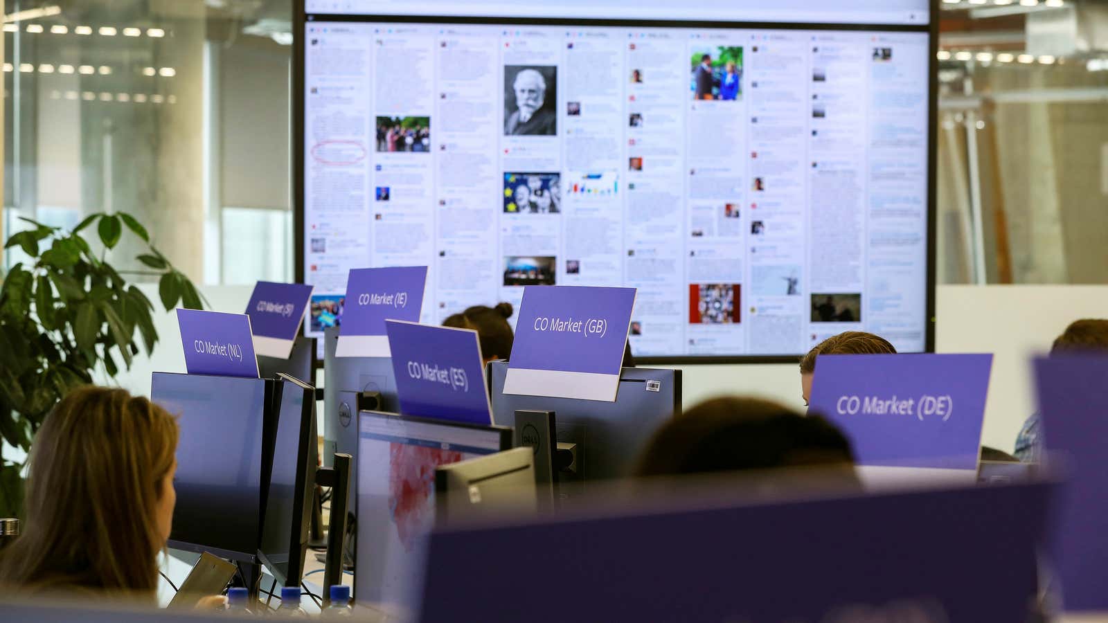 Facebook’s elections operation center in Dublin, Ireland.