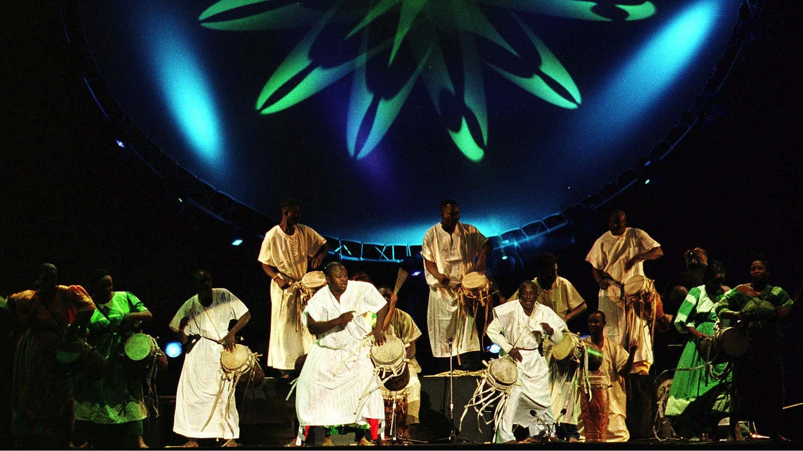 Doudou N’diaye Rose (front center right) playing in Beirut.