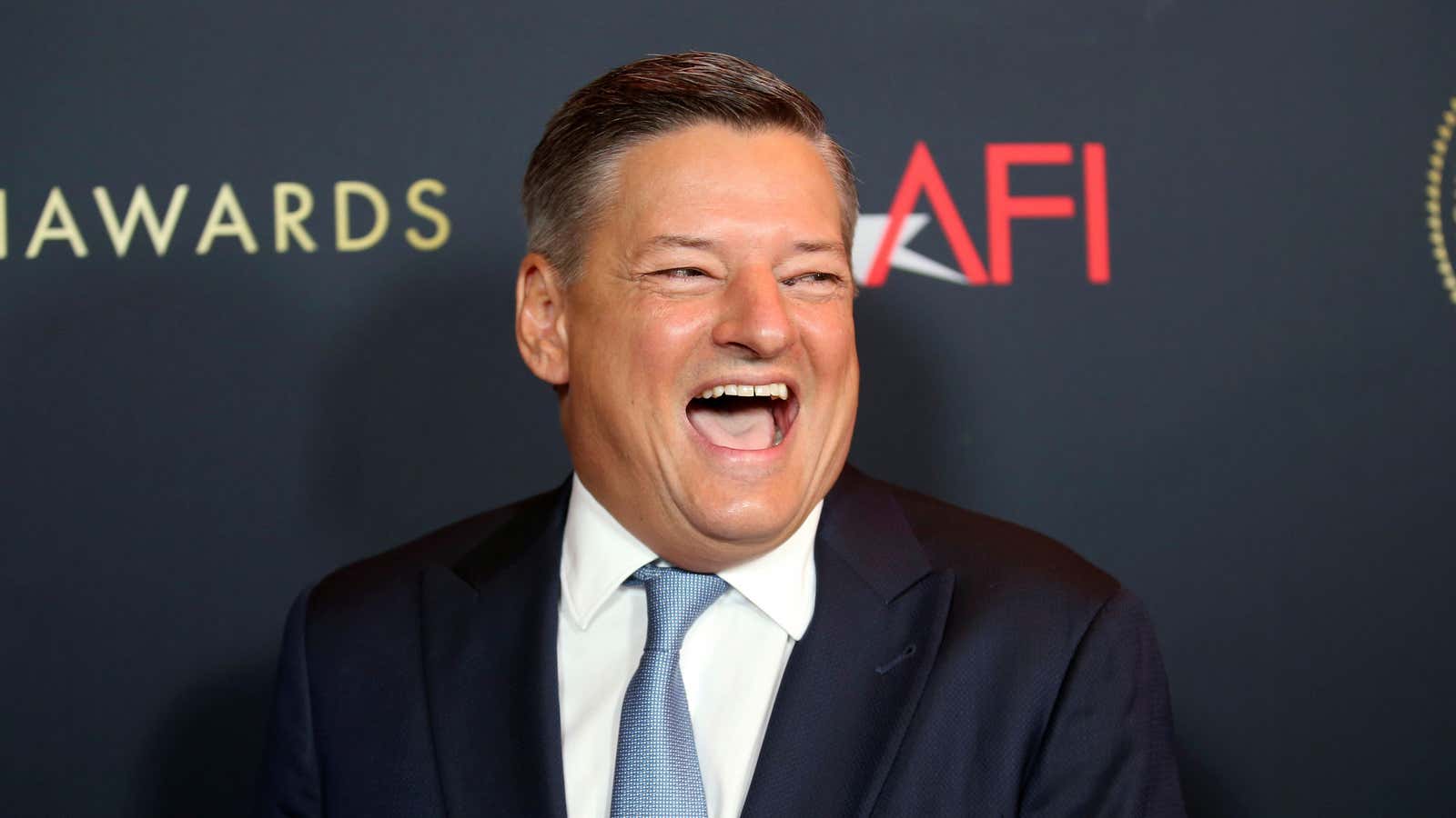 Netflix content boss Ted Sarandos has one thing on his mind right now, and it’s written right behind him.