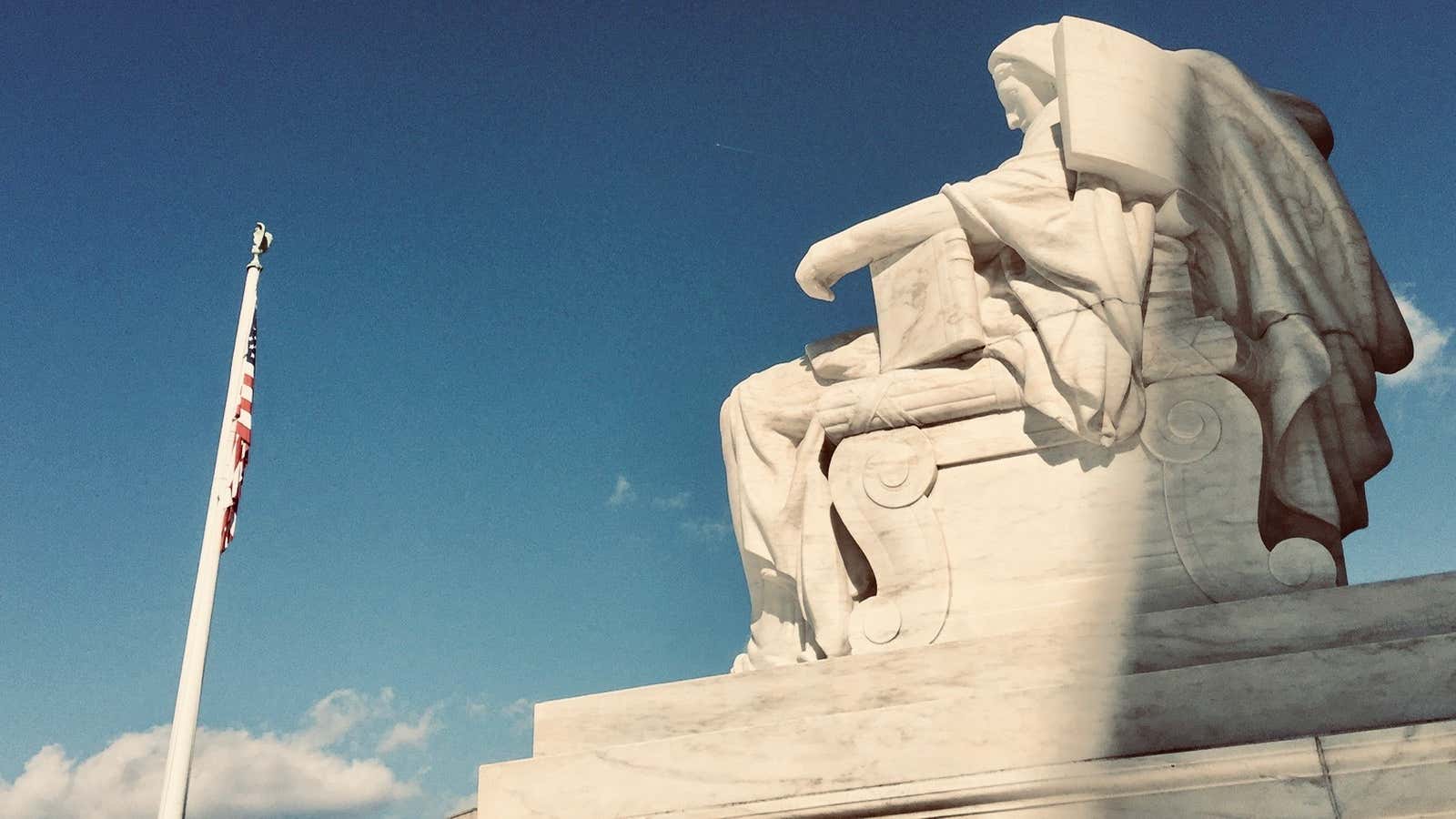 Contemplation of justice at the US Supreme Court.