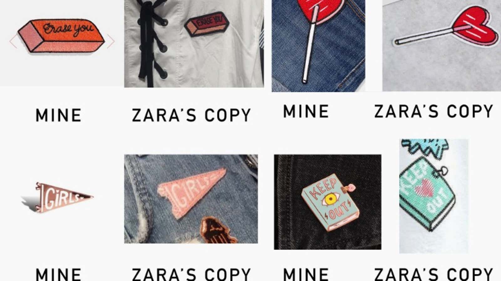 The designs Bassen claims Zara copied.