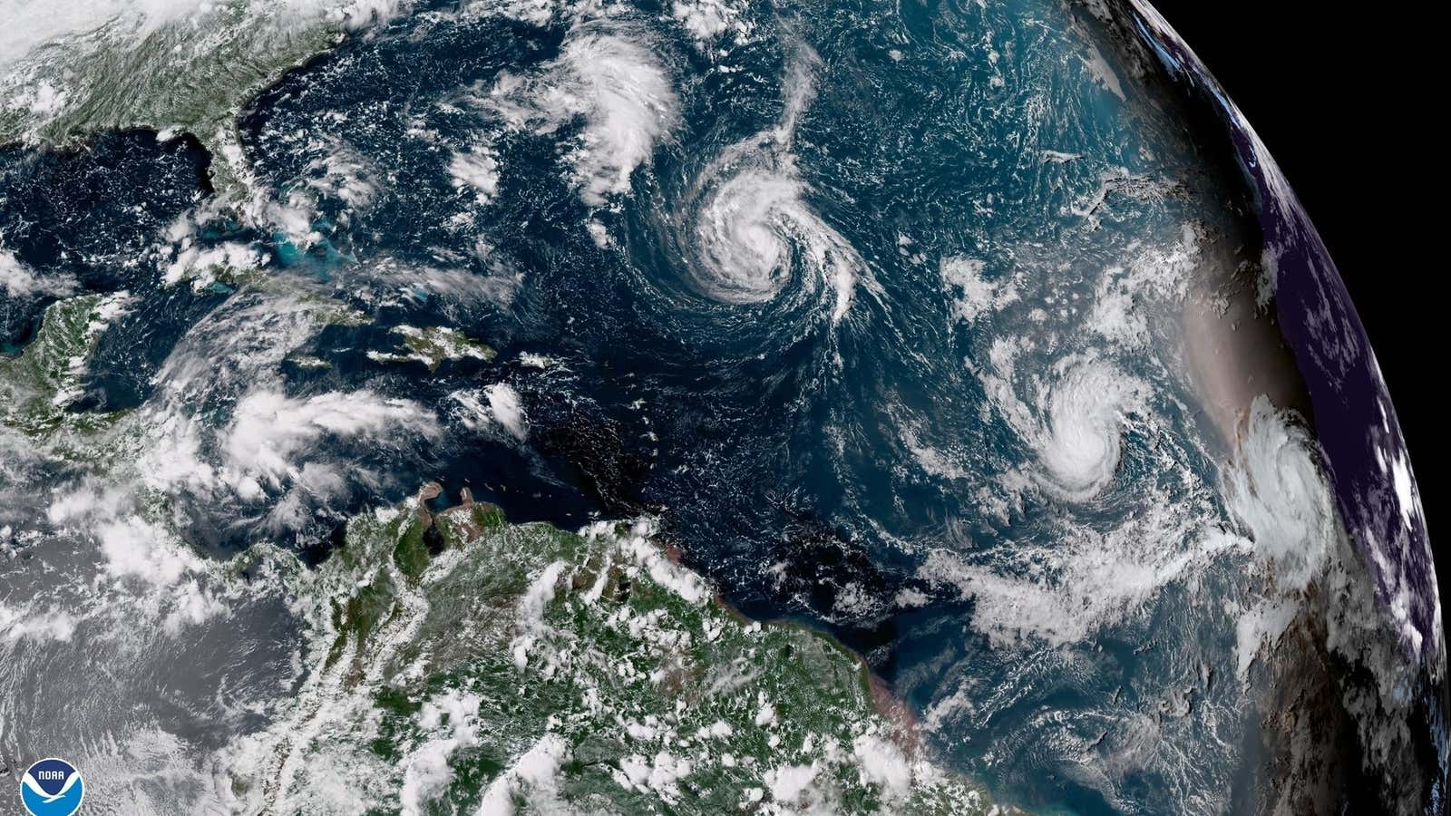 Florence, at the center of this image, is now even stronger than this view from Sept. 8.