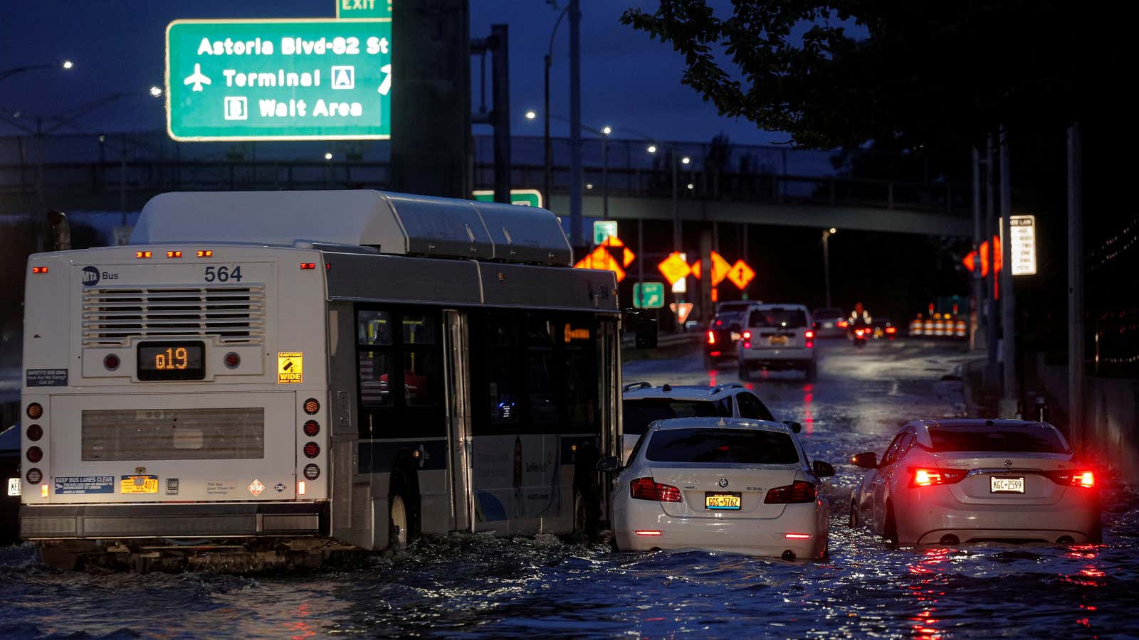 A city flooded.