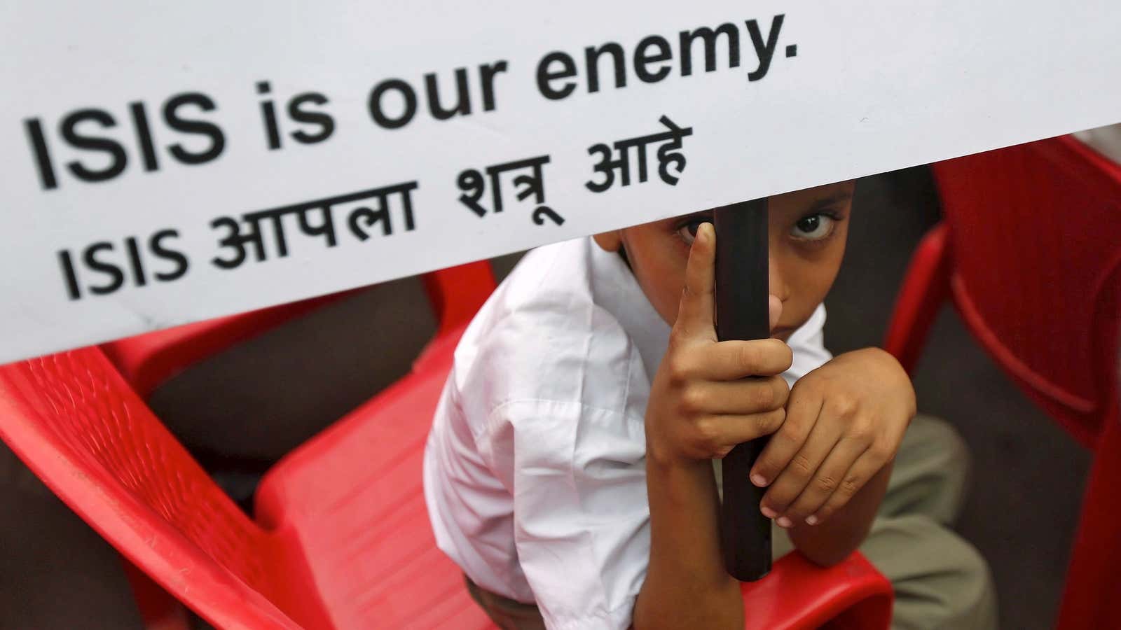 A Muslim boy in Mumbai relays the message.