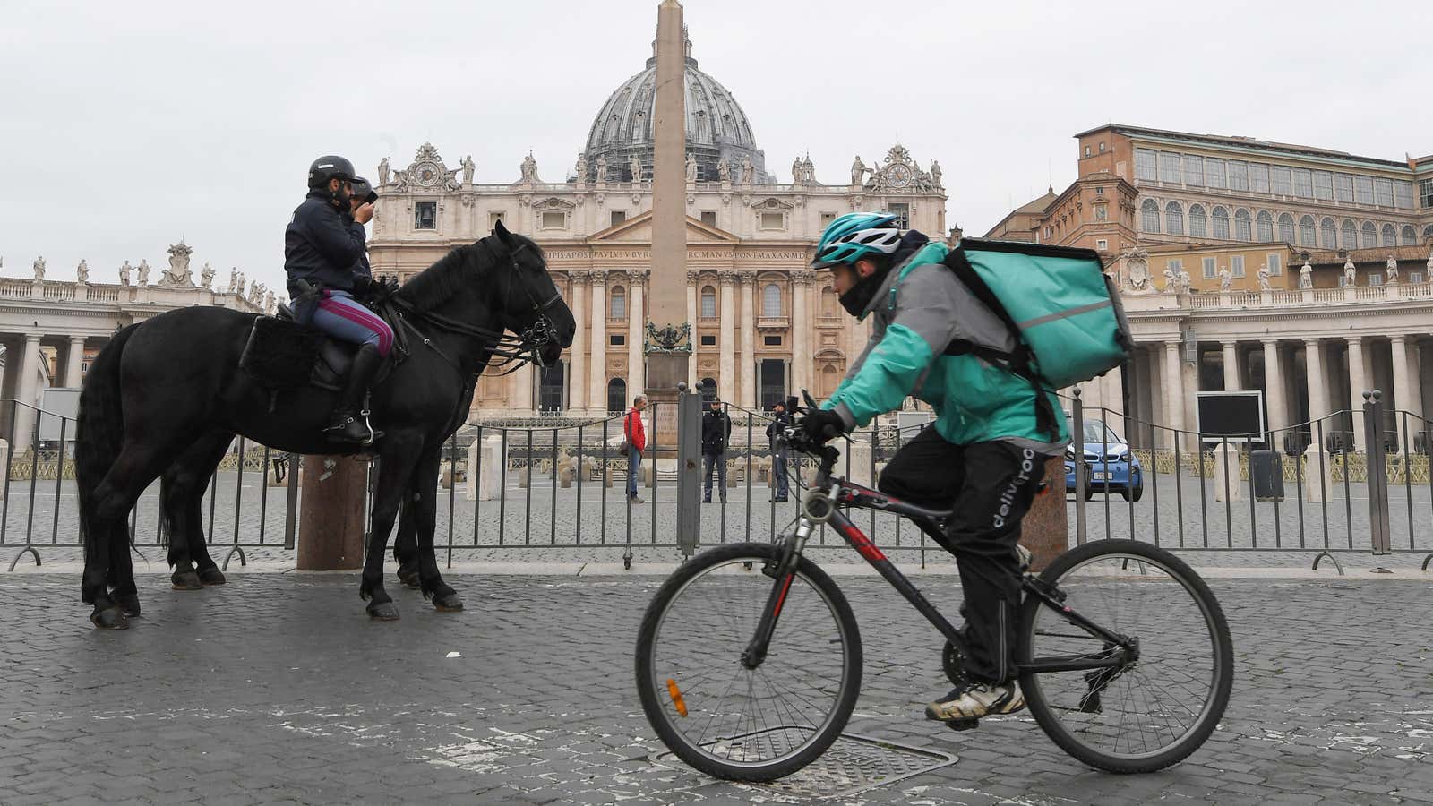 A delivery worker in Rome.