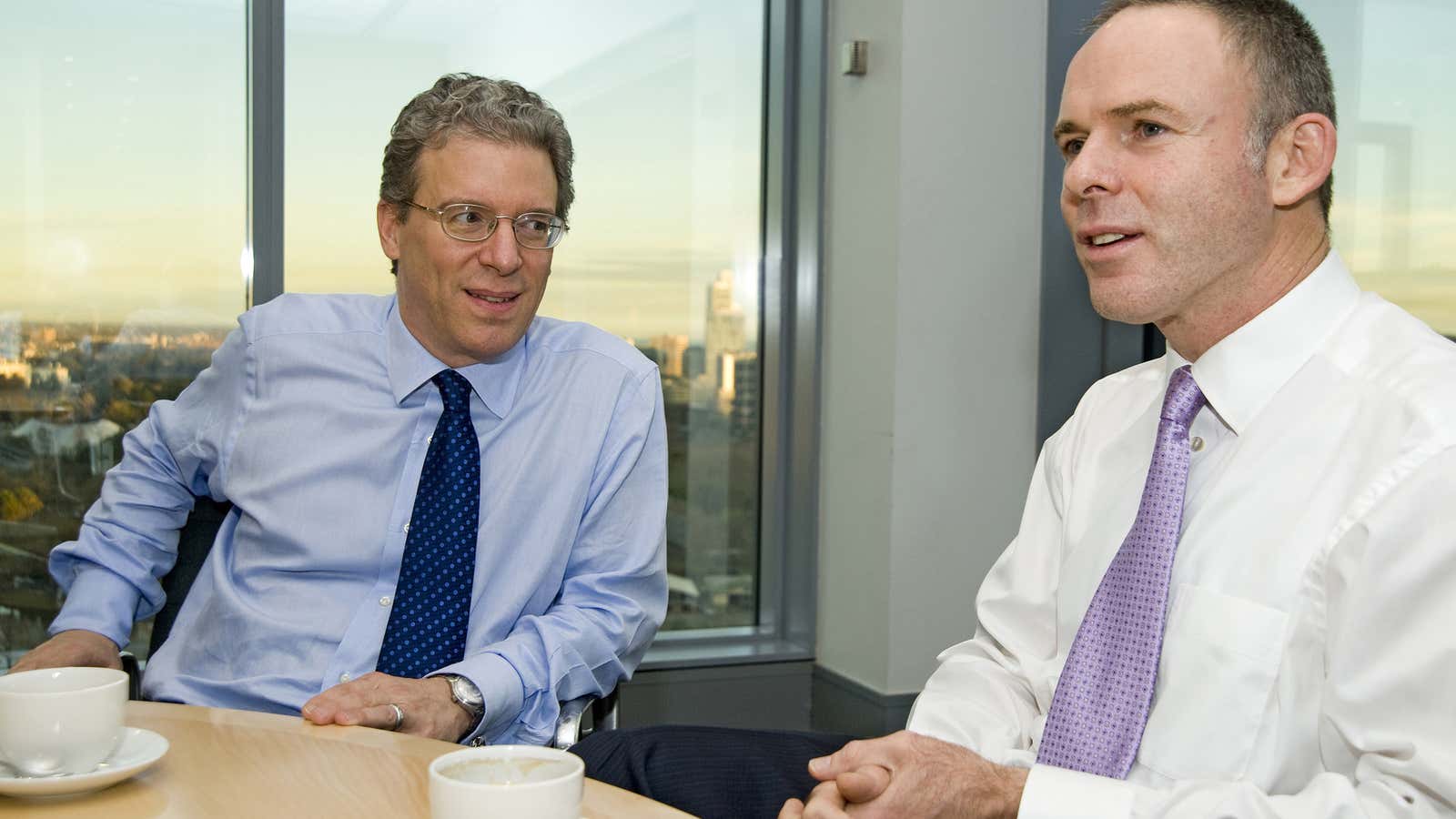 Tom Albanese, former head of Rio Tinto, and Marius Kloppers, outgoing head of BHP, in better days.