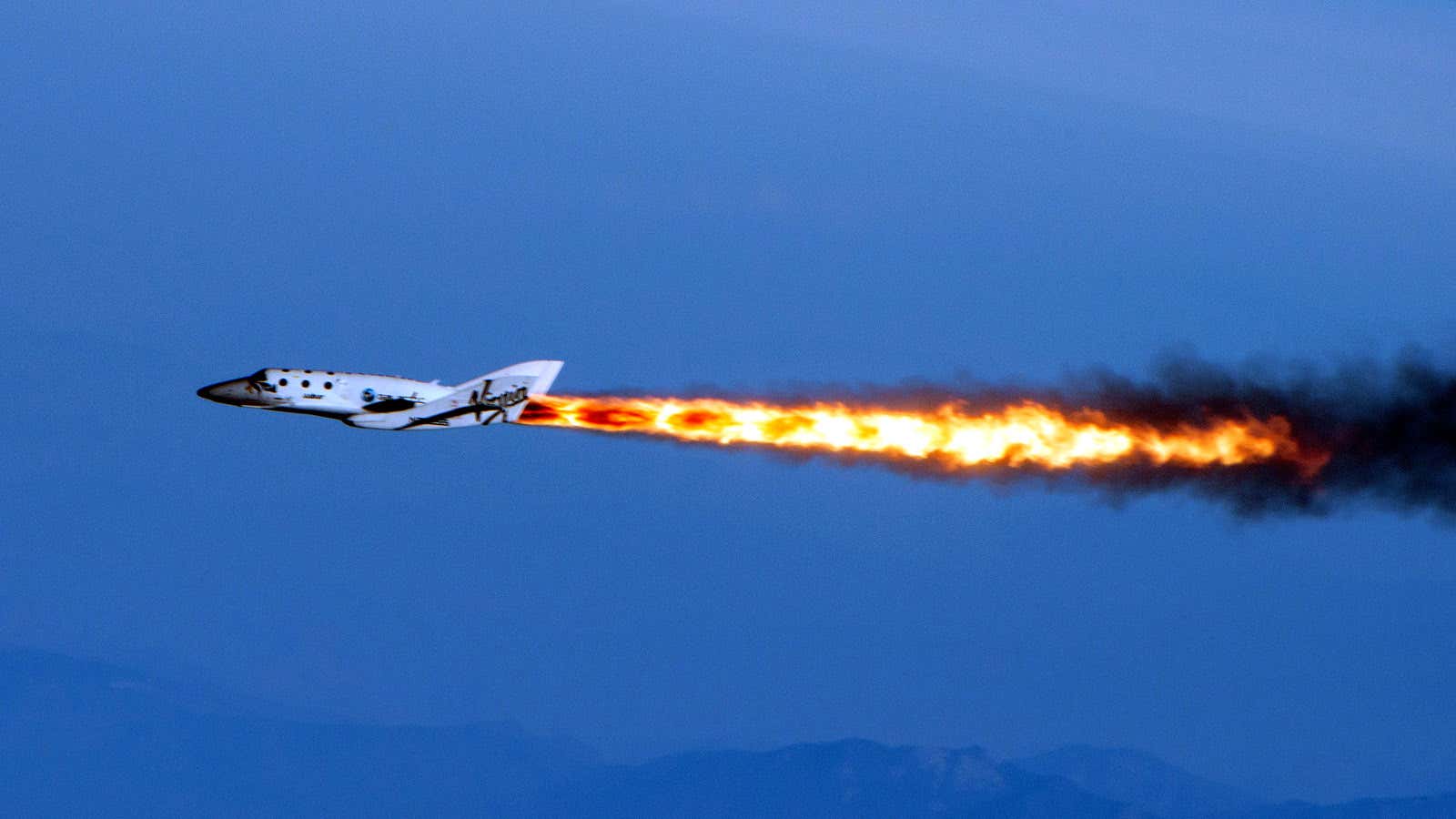 SpaceShipTwo flying in February 2014.