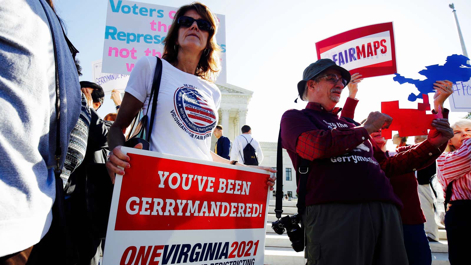 Rally during oral arguments in Gill v. Whitford,