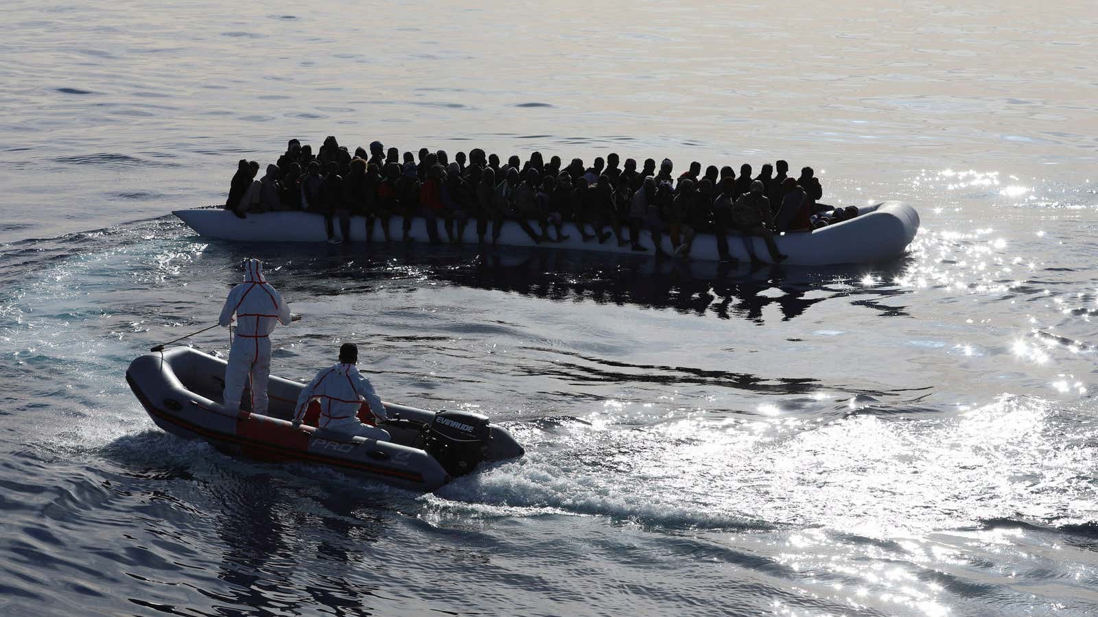 Migrants rescued off Libyan coast.