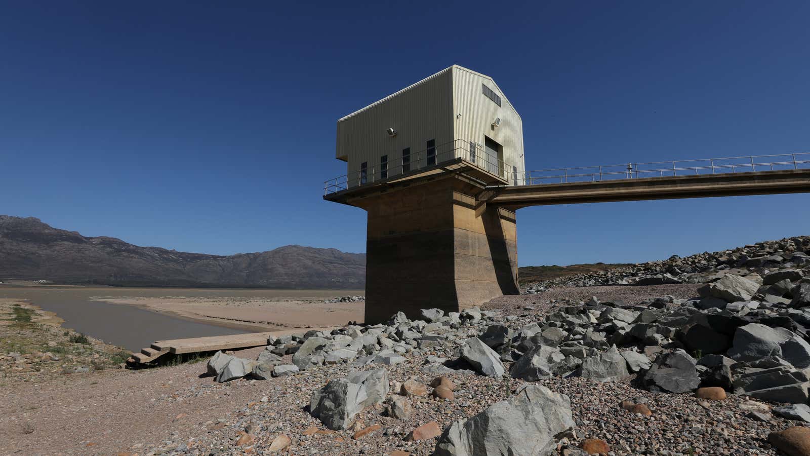 Water levels at about 24 full at Voelvlei Dam near Cape Town two months ago.