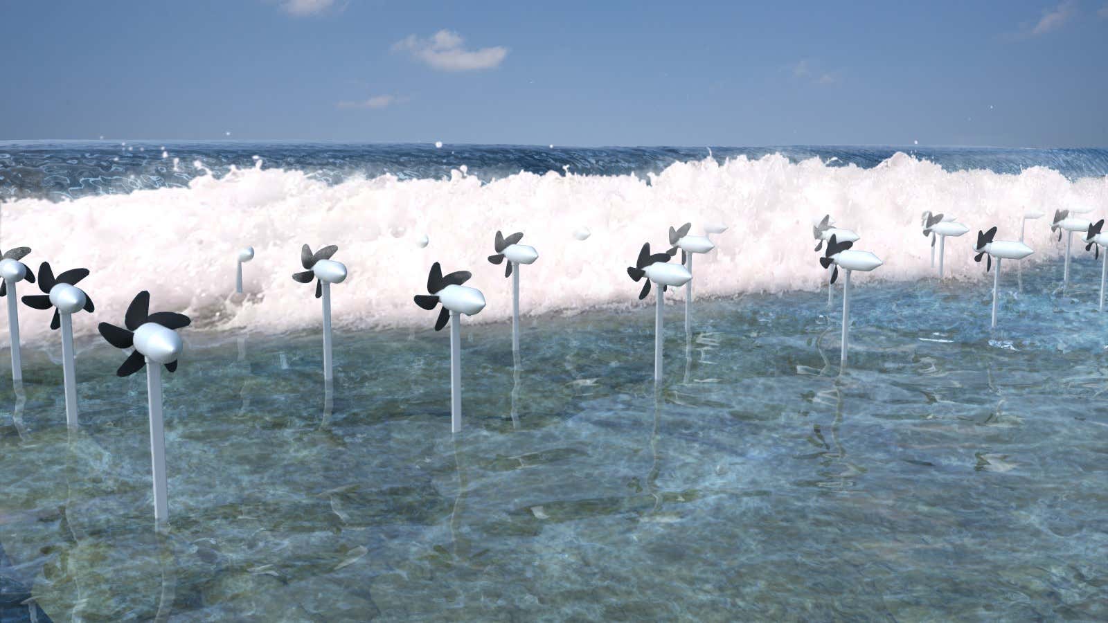 Futuristic flowers for wave power.