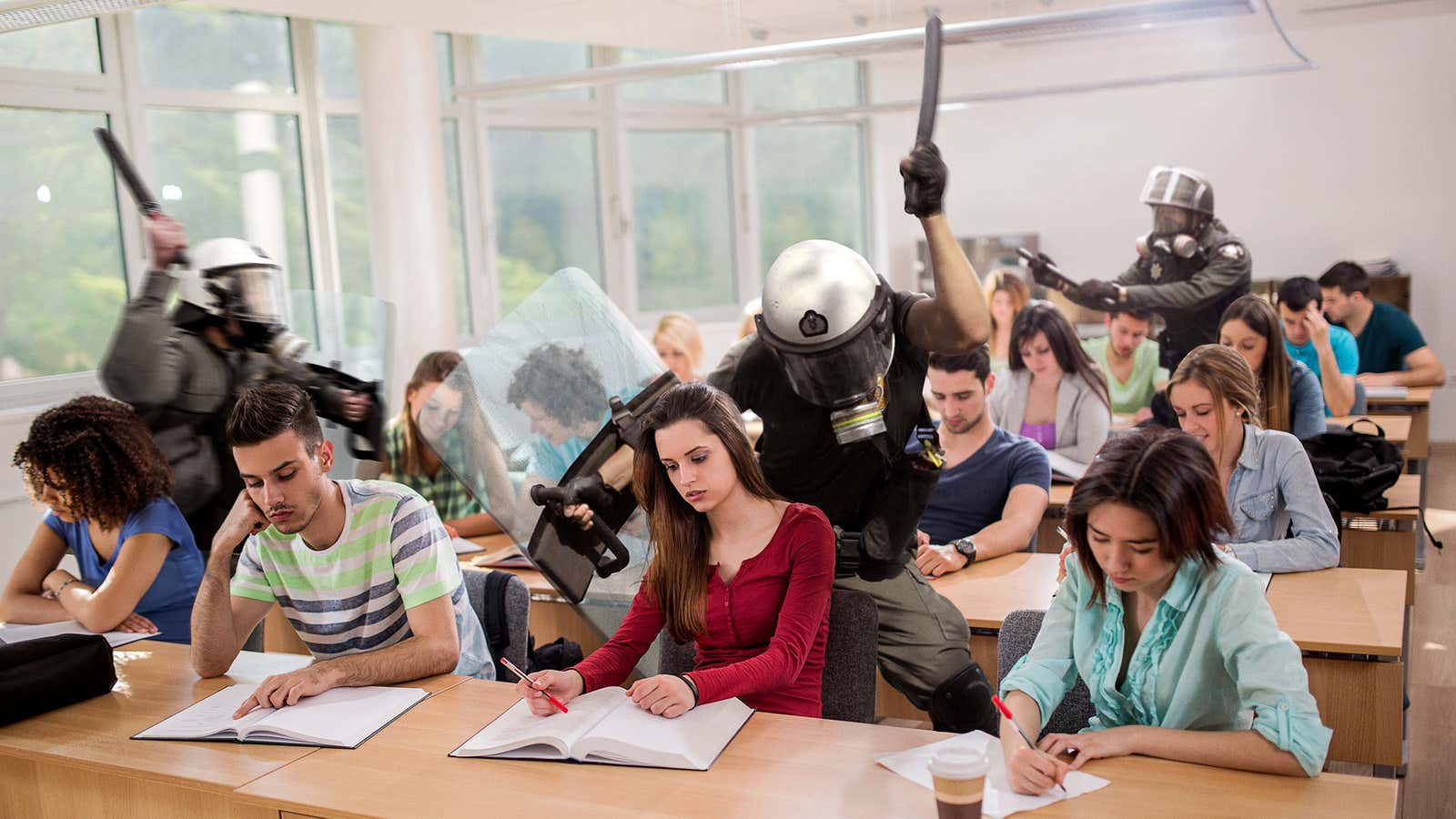 Image for Bored Riot Cops Break Up Calculus Class