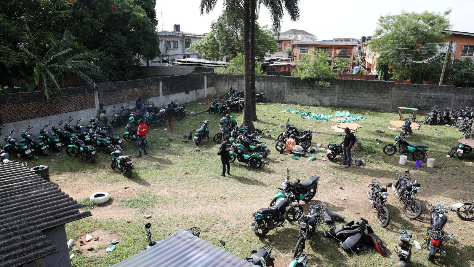 Bikes parked on the premises of Gokada in Lagos