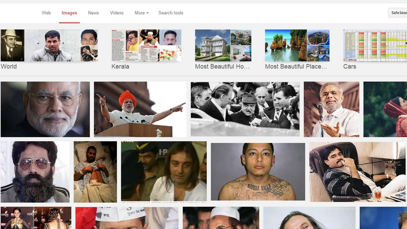 Screenshot of image search on Google for ‘Top 10 Indian criminals”