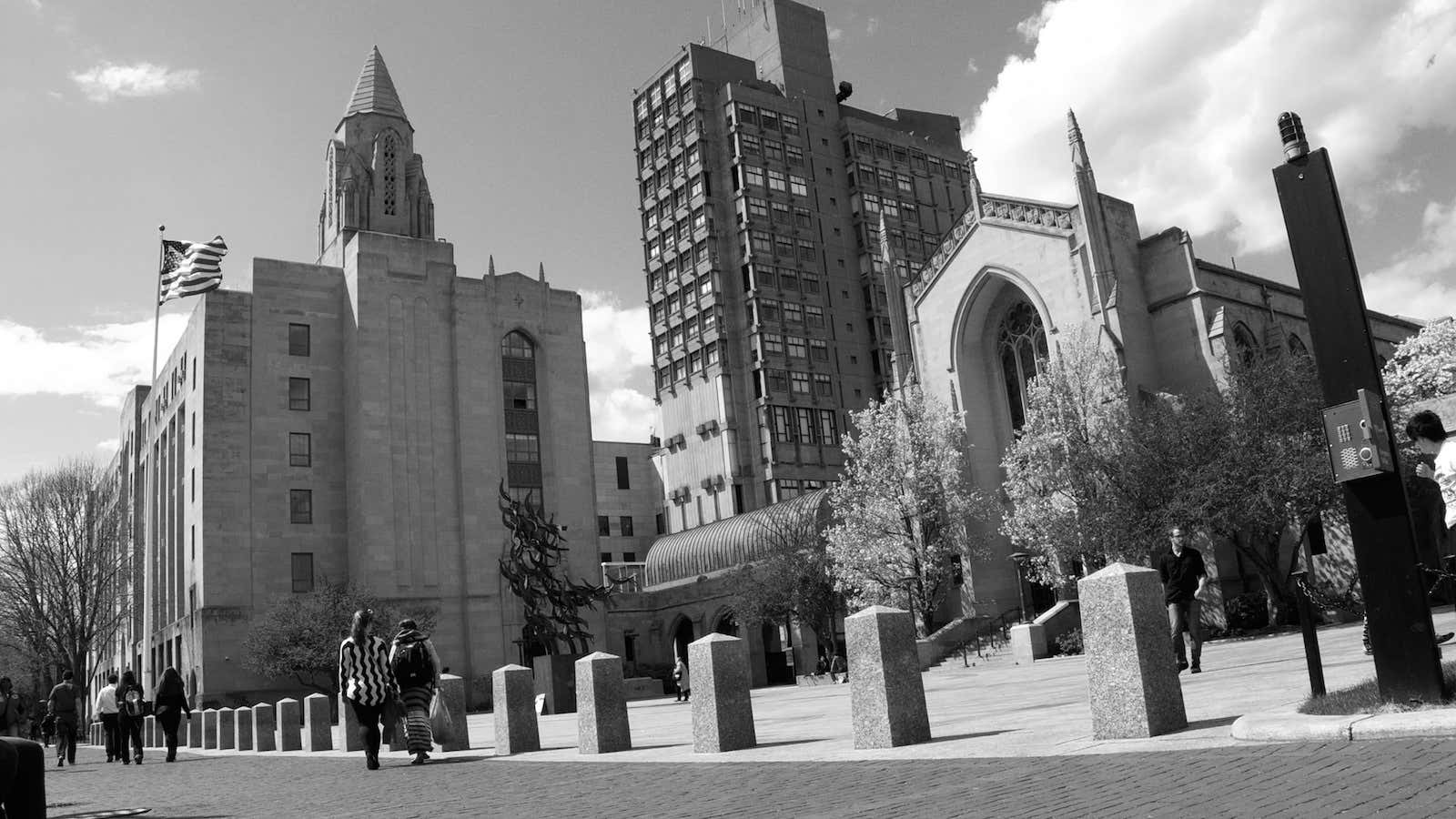 Marsh Plaza at Boston University, replete with a memorial to Dr. King.