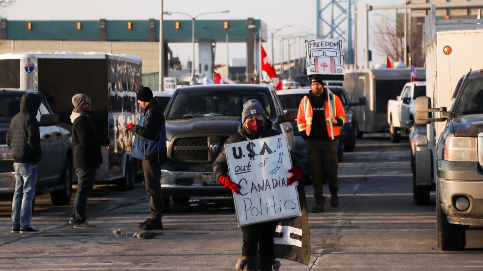 Police In Canada End Truckers' Blockade Of Ambassador Bridge