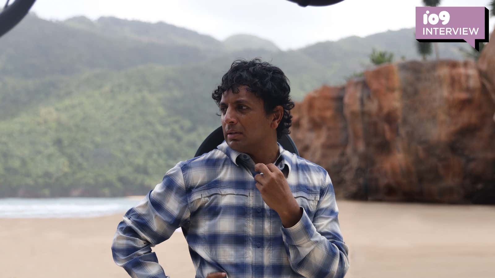M. Night Shyamalan on location filming his new movie, Old.