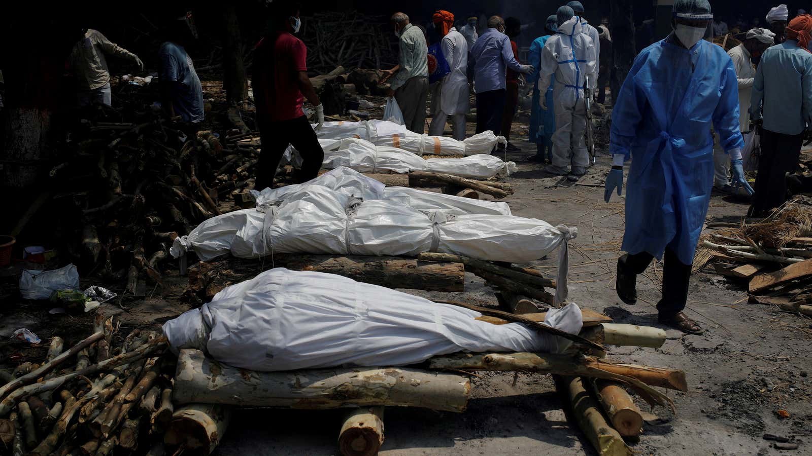 Funeral pyres in India.