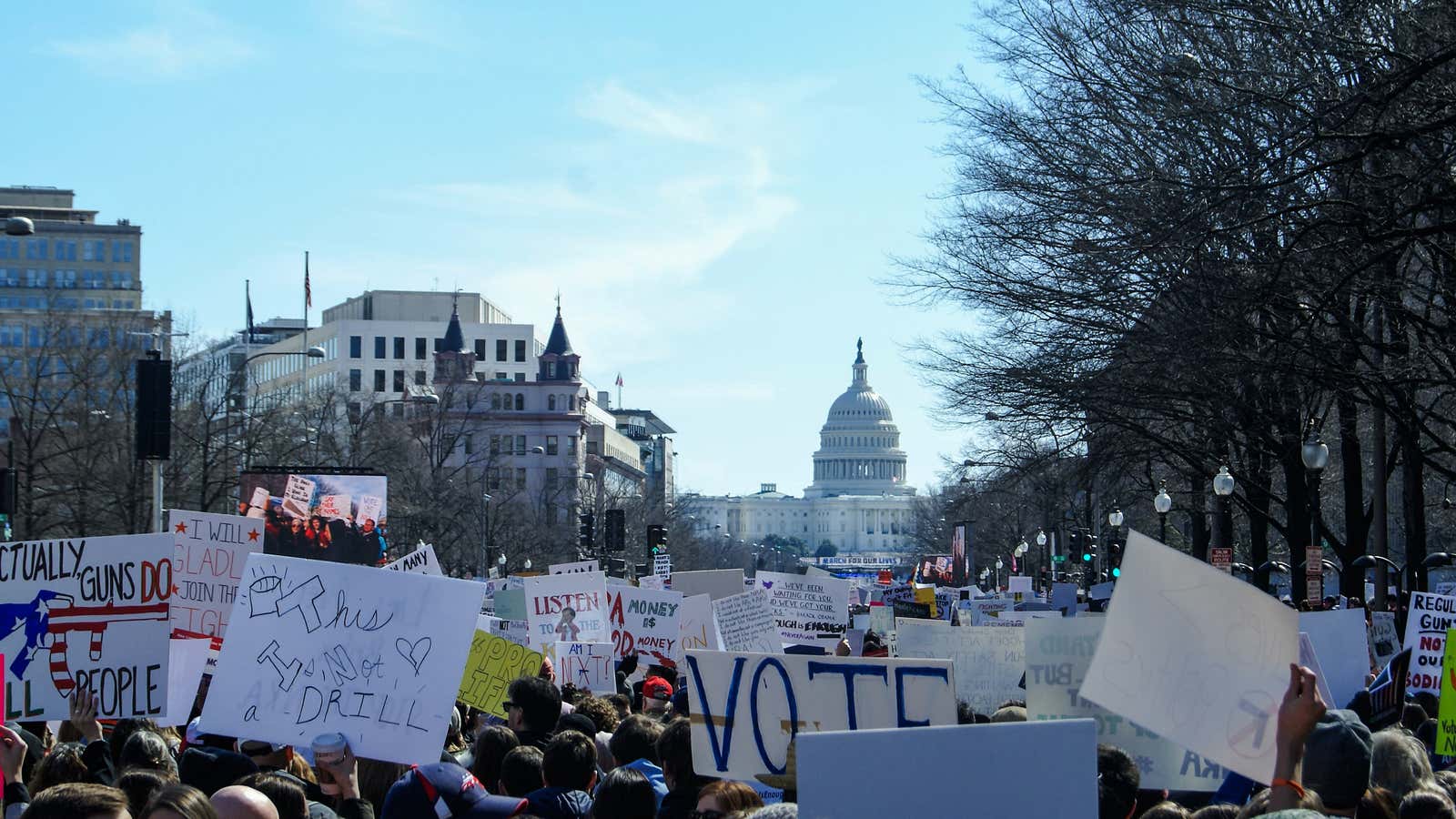 Thousands demonstrated in Washington DC on Mar. 24 in support of stricter gun control legislation.