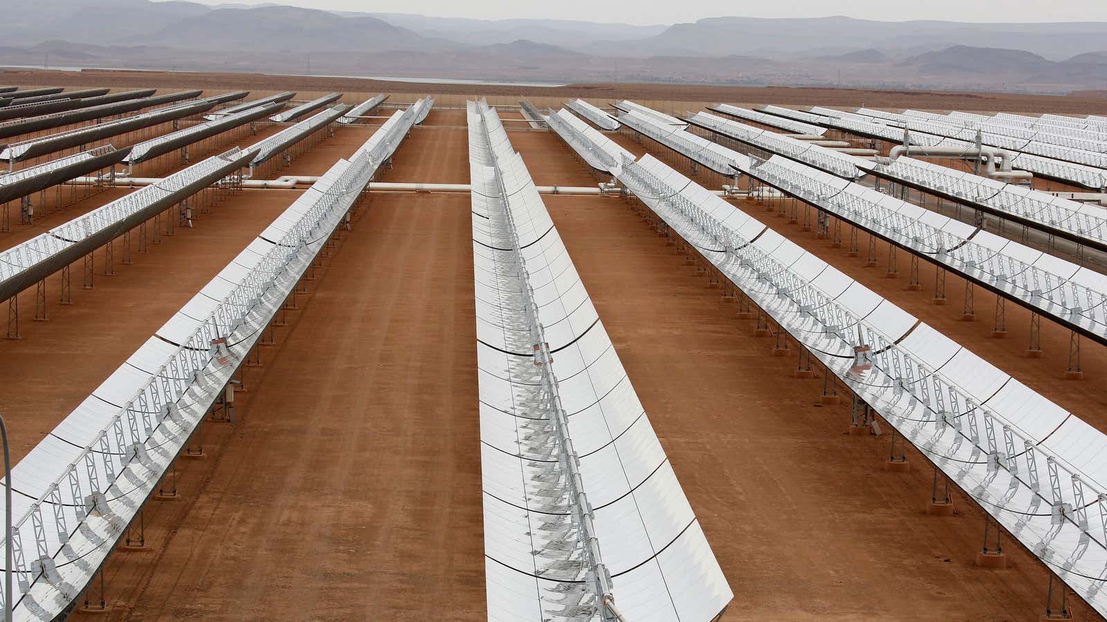 A thermosolar power plant near the city of Ouarzazate, Morocco.