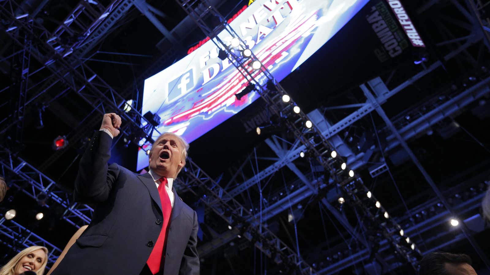 Republican 2016 U.S. presidential candidate and businessman Donald Trump leaves the stage at the end of the first official Republican presidential candidates debate of the…