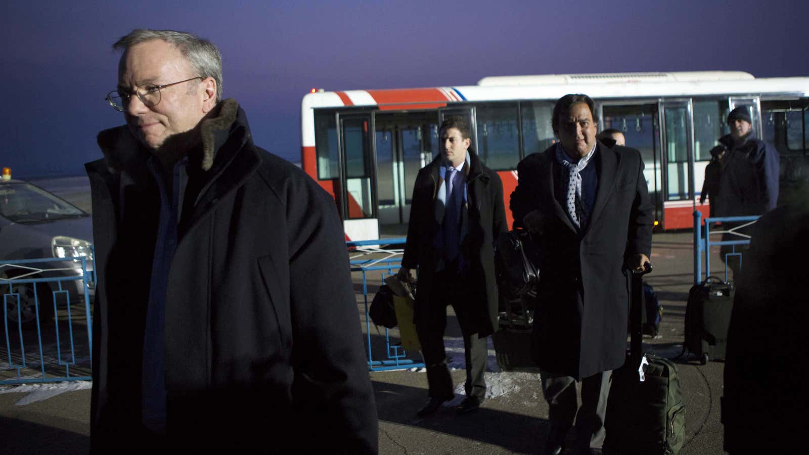 Schmidt and Richardson arrive at Pyongyang International Airport