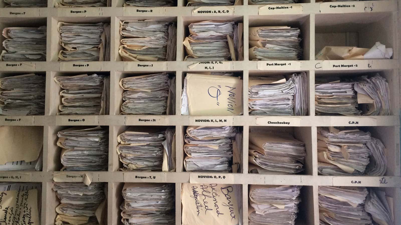 The patients’ files collected by the communty health workers and stored in the hospital.