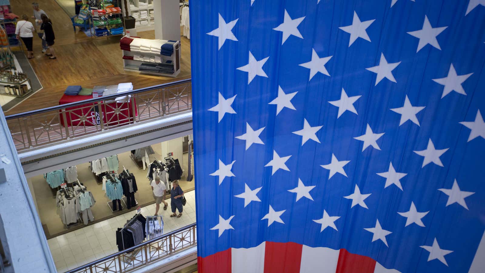 Old Glory once again flies proudly at the mall.