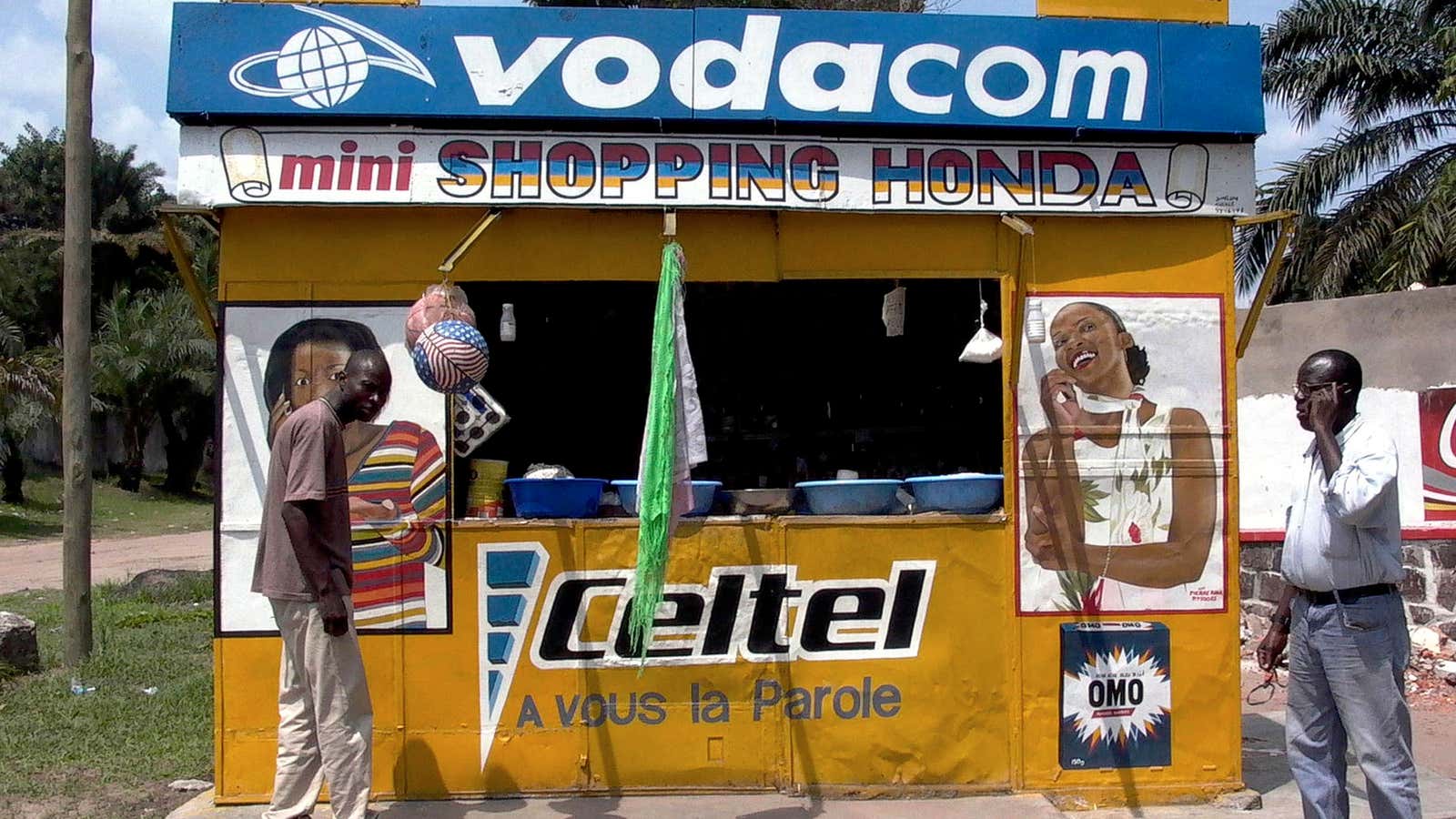 A cellphone stall in the DRC capital, Kinshasa.