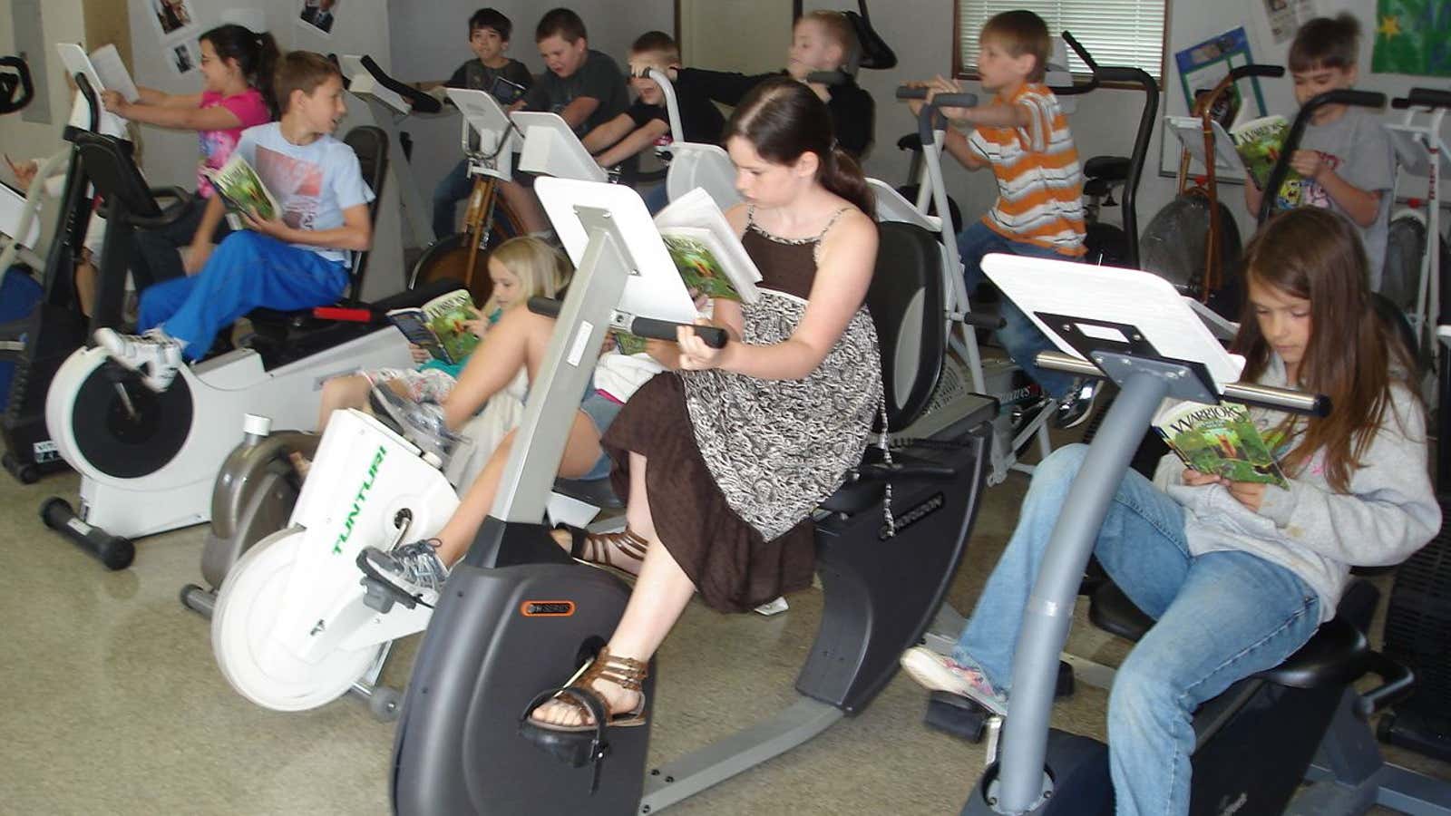 Educational exercise in Ward Elementary School’s “Read and Ride” program.