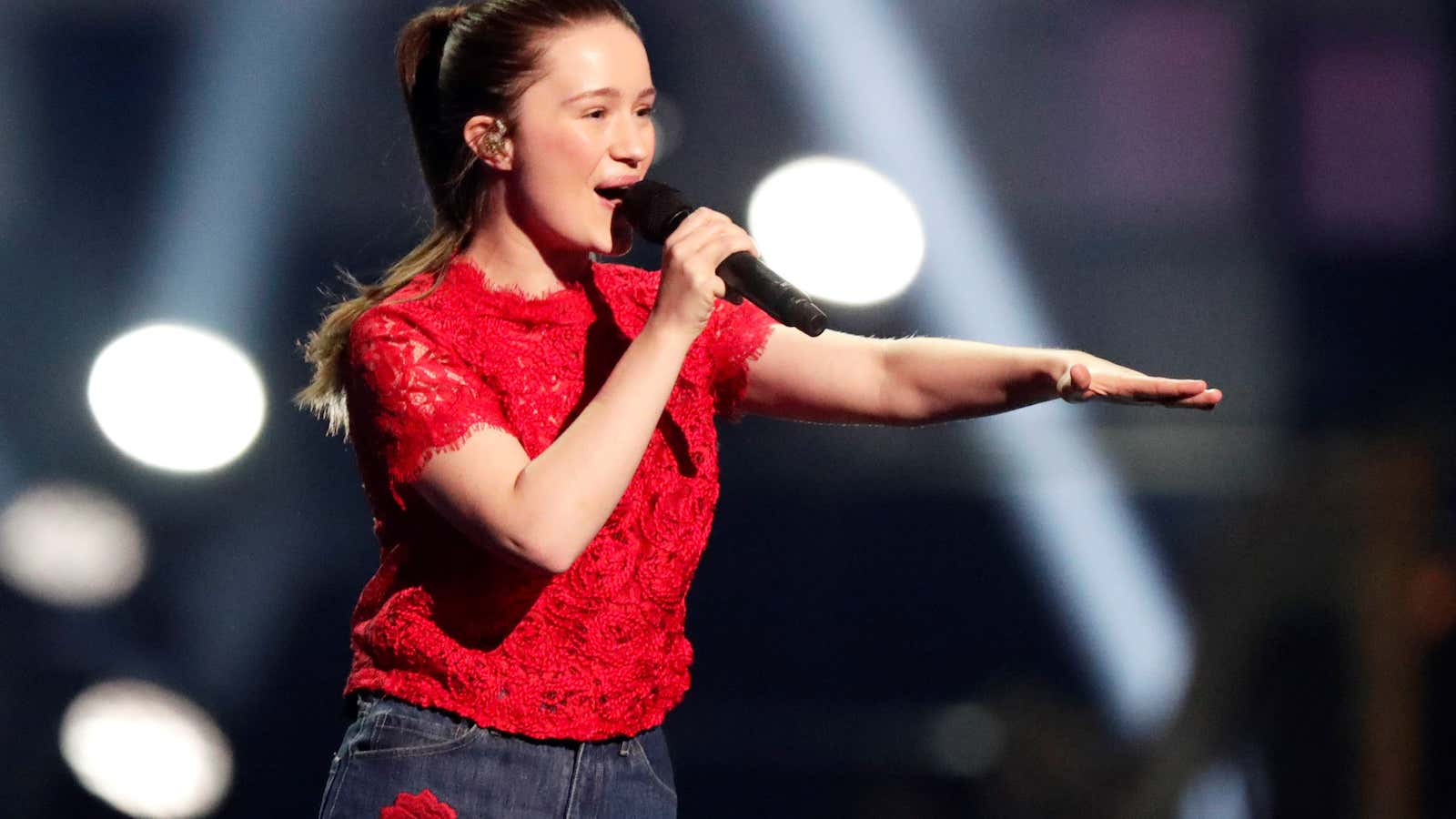 Sigrid performs at the traditional Nobel Peace Prize concert honouring the laureates, at Telenor Arena in Fornebu, Norway, December 11, 2017. NTB Scanpix/Berit Roald via…