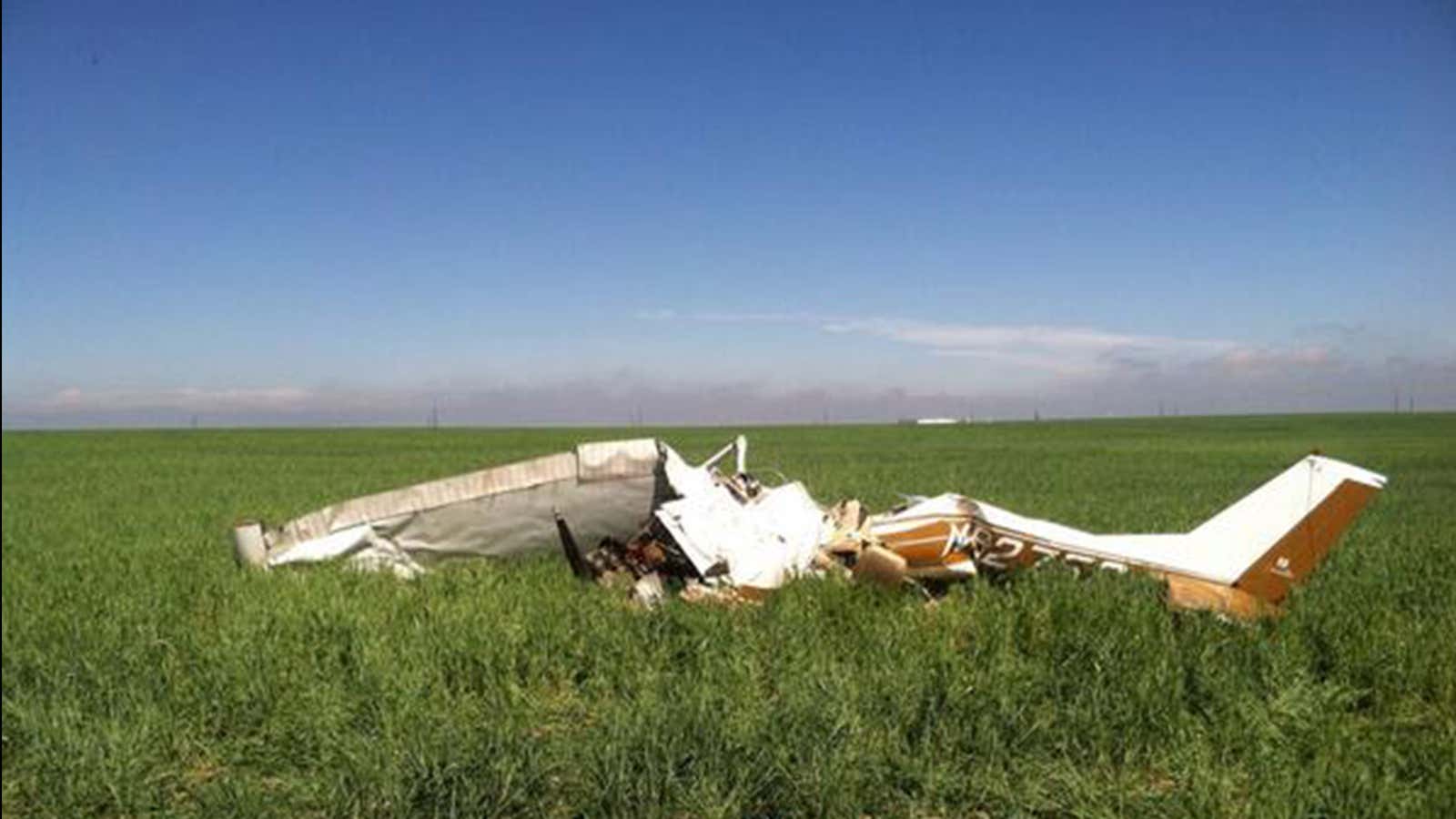 The crash site in Watkins, Colorado.