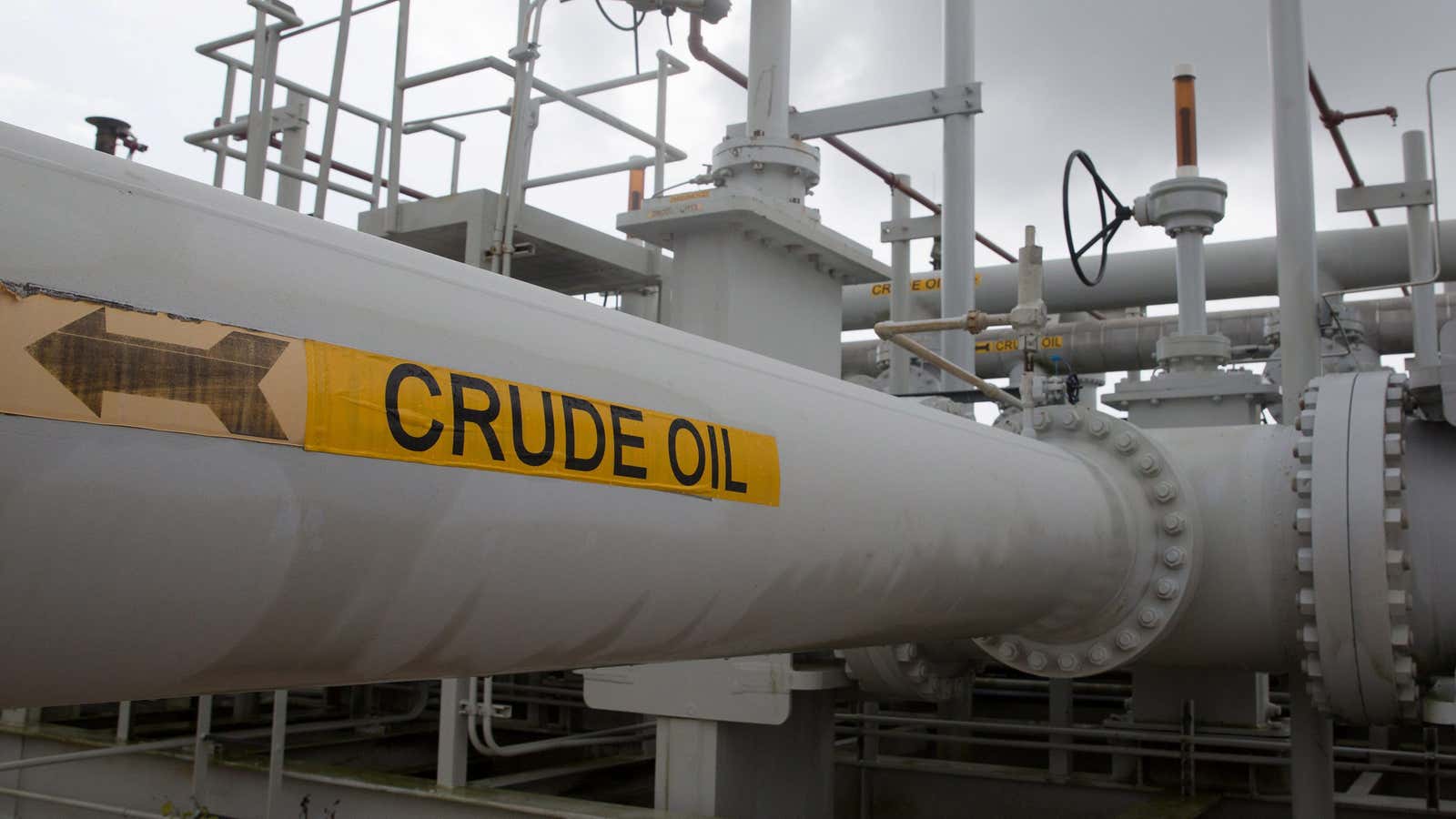 Crude oil pipes at the US Strategic Petroleum Reserve in Bryan Mound, Texas