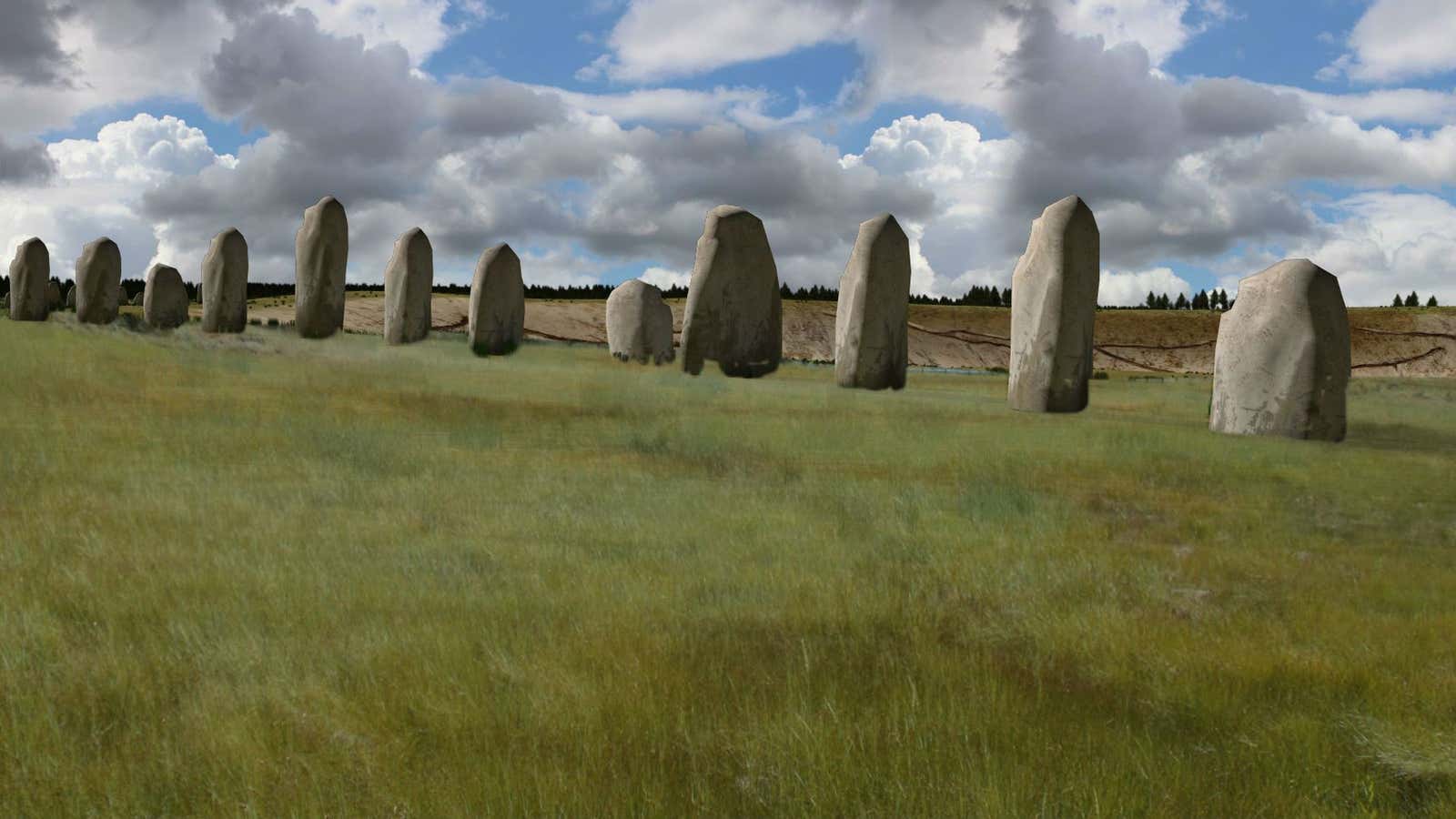 An artist’s rendering of the “Superhenge” monument.