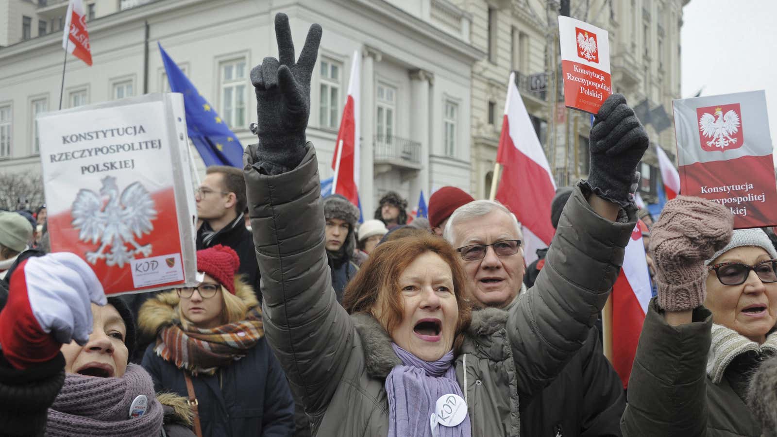 Holding up the constitution.