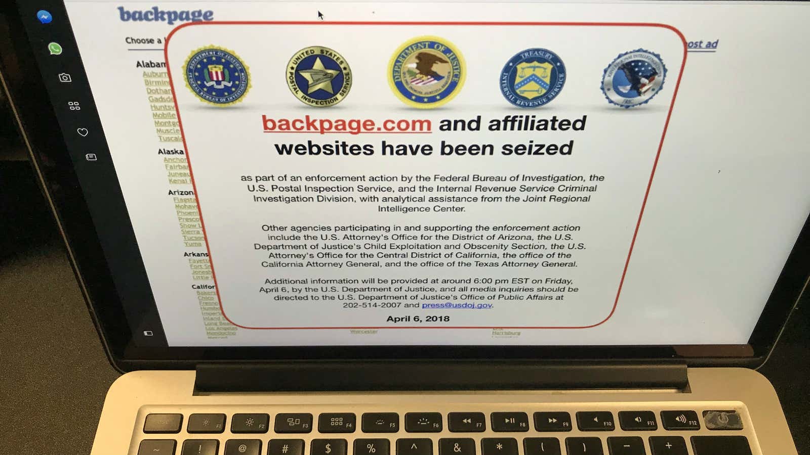 Hold the Backpage.com.